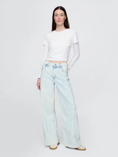 Gap High Rise Stride Wide-leg Jeans In Light Indigo
