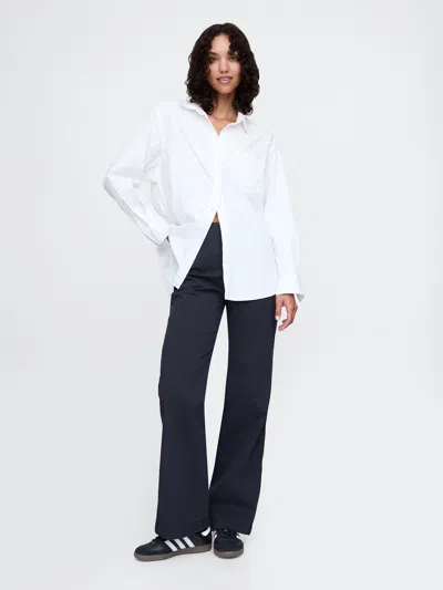Gap High Rise Stride Wide-leg Khakis In Navy Blue