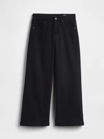 Gap High Rise Stride Wide-leg Ankle Jeans In Black