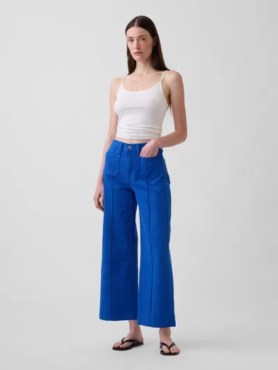 Gap High Rise Stride Wide-leg Ankle Jeans In Blue