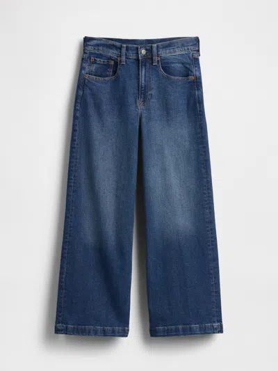 Gap High Rise Stride Wide-leg Ankle Jeans In Blue