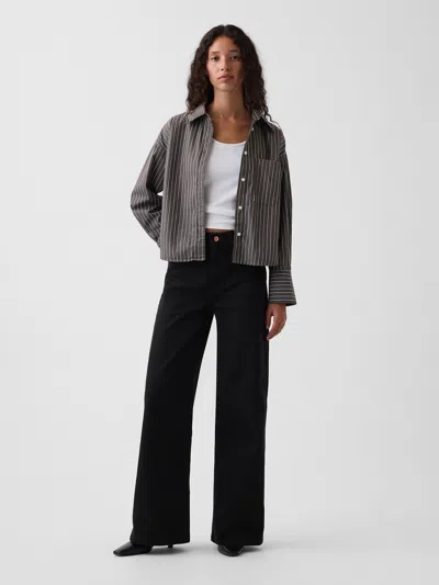 Gap High Rise Stride Wide-leg Jeans In Absolute Black