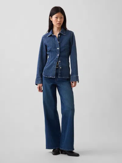 Gap High Rise Stride Wide-leg Jeans In Medium Wash