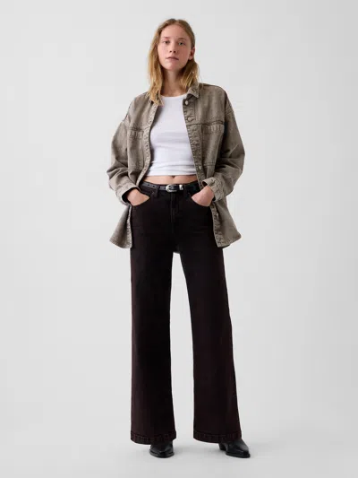 Gap High Rise Stride Wide-leg Jeans In Terra Brown