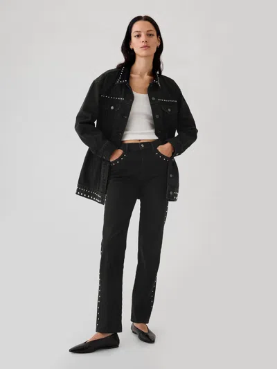 Gap High Rise Studded '90s Straight Jeans In Black