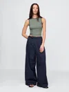 Gap High Rise Twill Pleated Wide-leg Khakis In Classic Navy Blue
