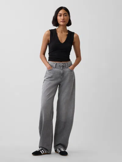 Gap High Rise Ultrasoft Barrel Jeans In Gray