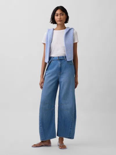 Gap High Rise Ultrasoft Belted Horseshoe Jeans In Multi