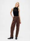 Gap High Rise Ultrasoft Crossover Barrel Jeans In Brown