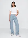 Gap High Rise Ultrasoft Denim Stripe Barrel Jeans In Blue Railroad Stripe