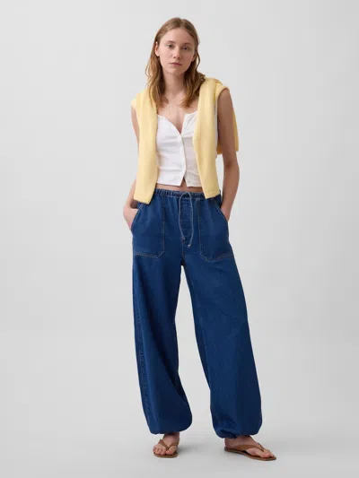 Gap High Rise Ultrasoft Easy Barrel Jeans In Blue
