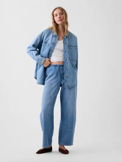 Gap High Rise Ultrasoft Easy Barrel Jeans In Medium Wash