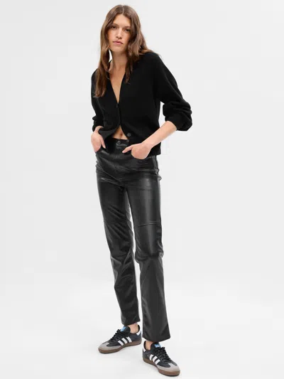Gap High Rise Faux-leather Cheeky Straight Pants In Black