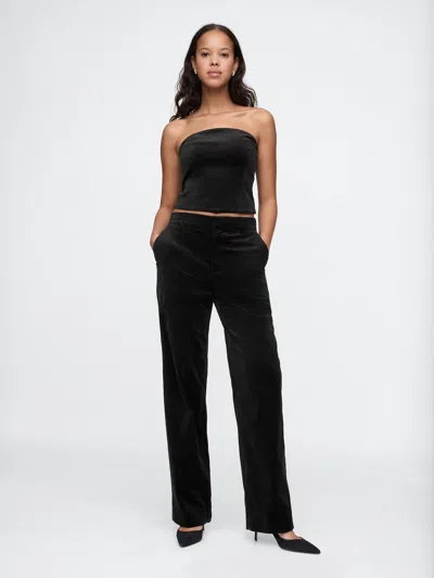 Gap High Rise Velvet Straight Pants In Black