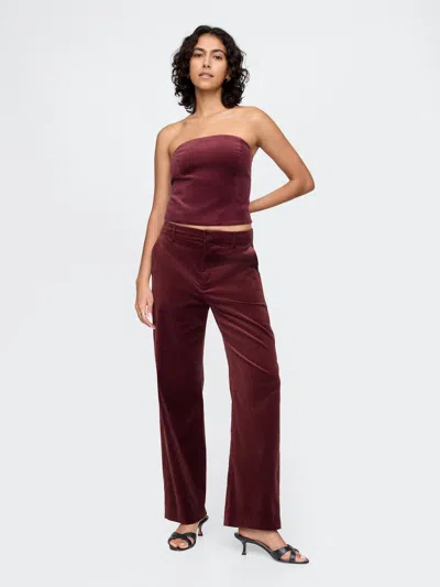Gap High Rise Velvet Straight Pants In Pinot Noir Red