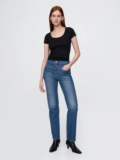Gap High Rise Western '90s Straight Jeans In Medium Indigo