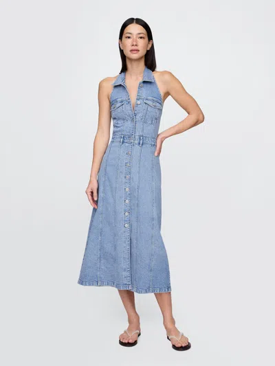 Gap Icon Denim Halter Midi Dress