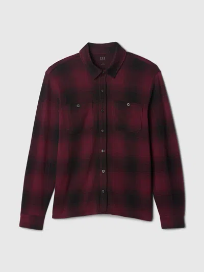 Gap Jersey Shirt In Burgundy Plaid