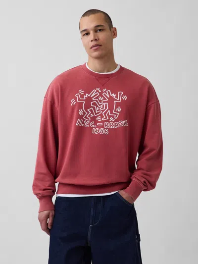 Gap Keith Haring Heavyweight Logo Sweatshirt In Red