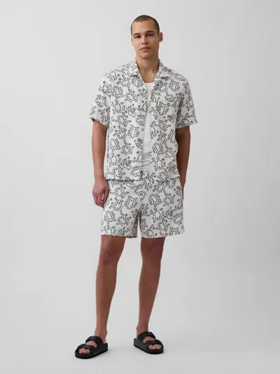 Gap Keith Haring Textured Easy Shorts In Brown