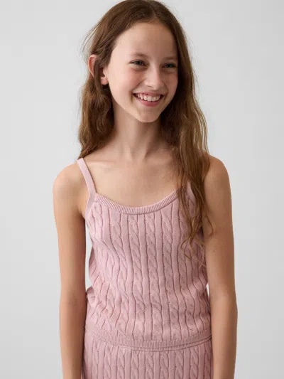 Gap Kids 100% Cotton Cable-knit Sweater Cami In Primitive Pink