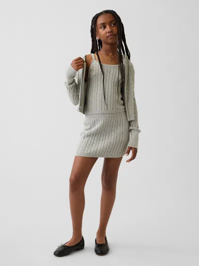 Gap Kids 100% Cotton Cable-knit Sweater Skort In Grey