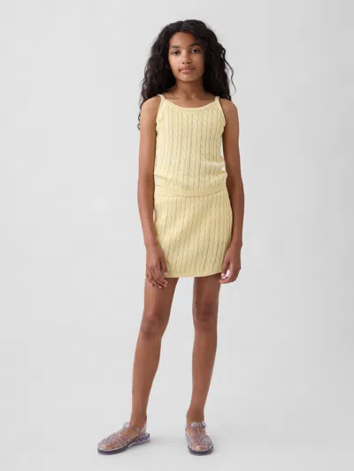 Gap Kids 100% Cotton Cable-knit Sweater Skort In Maize Yellow