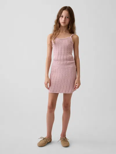 Gap Kids 100% Cotton Cable-knit Sweater Skort In Primitive Pink