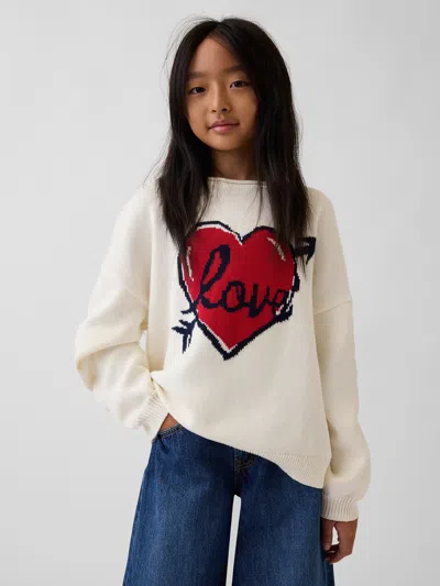 Gap Kids 100% Cotton Oversized Rollneck Sweater In Hearts Multi
