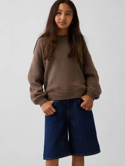 Gap Kids 100% Cotton Oversized Rollneck Sweater In Toasted Almond Brown