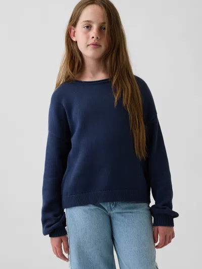 Gap Kids 100% Cotton Oversized Rollneck Sweater In Vintage Navy