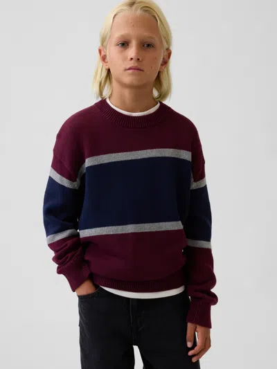 Gap Kids 100% Cotton Relaxed Crew Sweater In Burgundy
