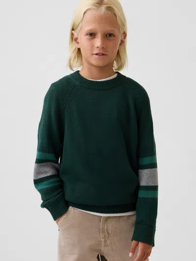 Gap Kids 100% Cotton Relaxed Crew Sweater In Green