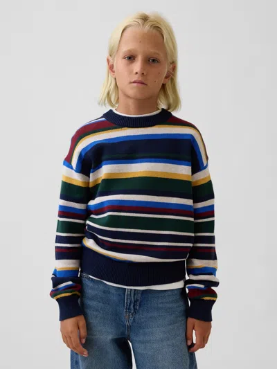 Gap Kids 100% Cotton Relaxed Crew Sweater In Multi