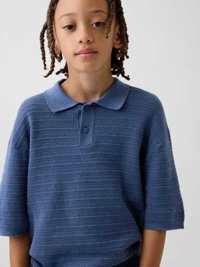 Gap Kids 100% Cotton Relaxed Polo Shirt Sweater Shirt In Blue