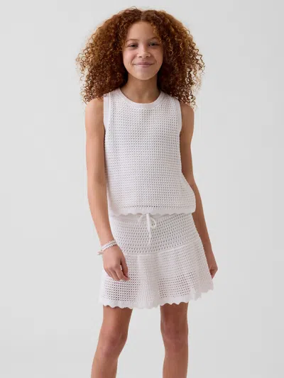 Gap Kids 100% Cotton Tiered Crochet Skort In Off White