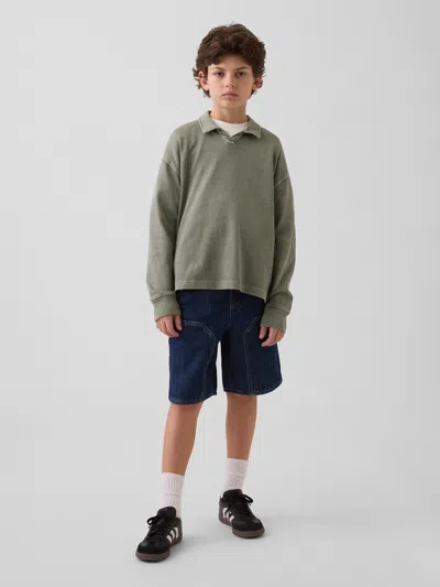 Gap Kids '90s Loose Easy Denim Carpenter Shorts In Green