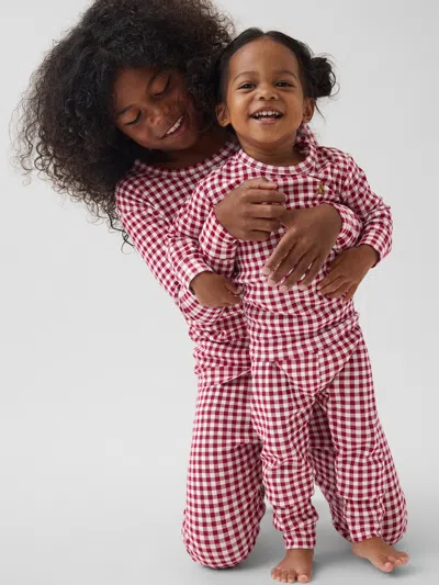 Gap Kids & Baby Organic Brushed Cotton Gingham Pj Set In Red Gingham