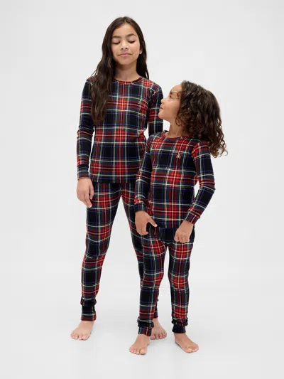 Gap Kids & Baby Organic Brushed Cotton Holiday Pj Set In Black Tartan Plaid