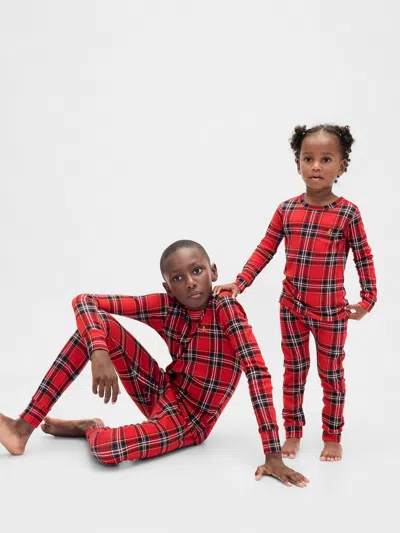 Gap Kids & Baby Organic Brushed Cotton Holiday Pj Set In Red Tartan Plaid