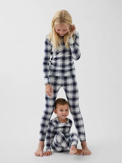 Gap Kids & Baby Organic Brushed Cotton Plaid Pj Set In Navy Plaid