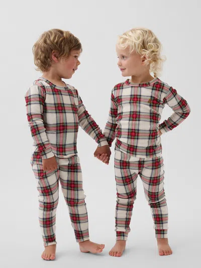 Gap Kids & Baby Organic Brushed Cotton Plaid Pj Set In Red & Cream Plaid