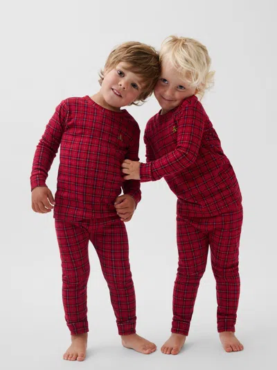 Gap Kids & Baby Organic Brushed Cotton Plaid Pj Set In Red Tartan