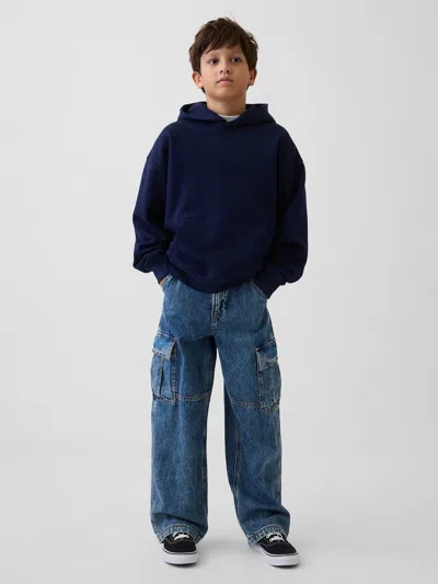 Gap Kids Baggy Cargo Jeans In Medium Wash Cargo