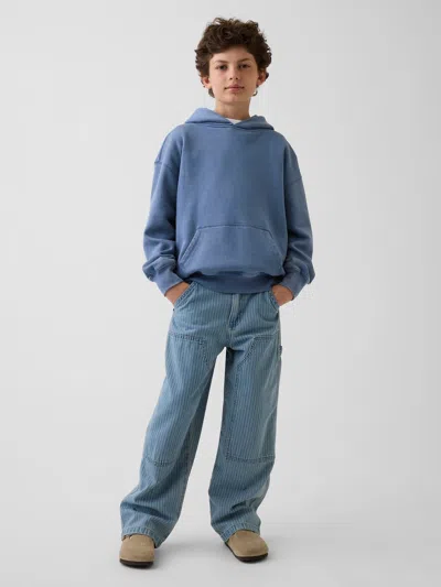 Gap Kids Baggy Stripe Double-knee Carpenter Jeans In Railroad Stripe Blue