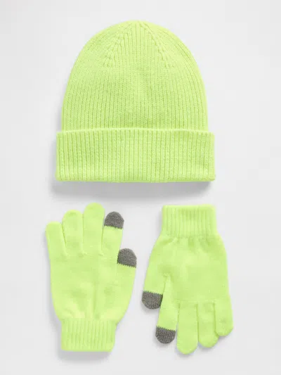 Gap Kids Beanie & Gloves Set In Green