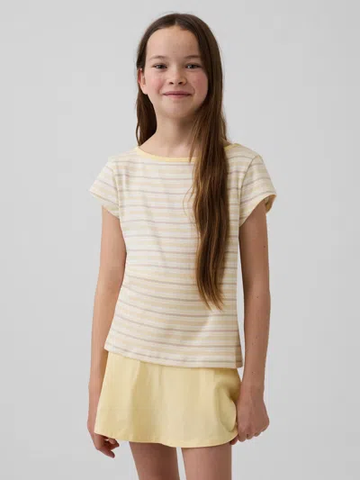 Gap Kids Cap-sleeve Fitted T-shirt In Yellow Stripe