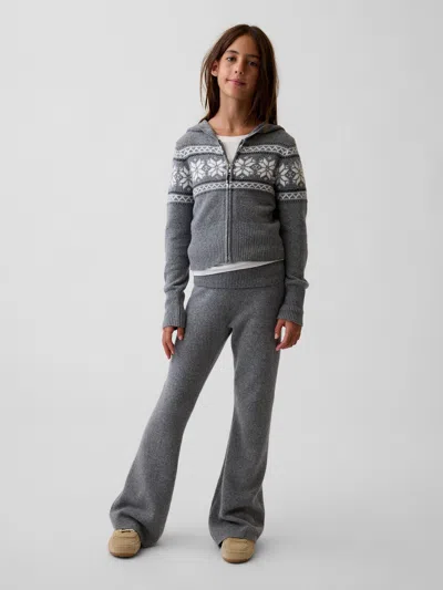 Gap Kids Cashsoft Foldover Flare Sweater Leggings In Grey
