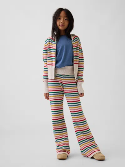 Gap Kids Cashsoft Foldover Flare Sweater Leggings In Happy Stripe