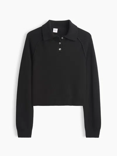Gap Kids Cashsoft Polo Shirt Sweater In Black